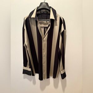 Zara Black and Cream Stripes Shirt